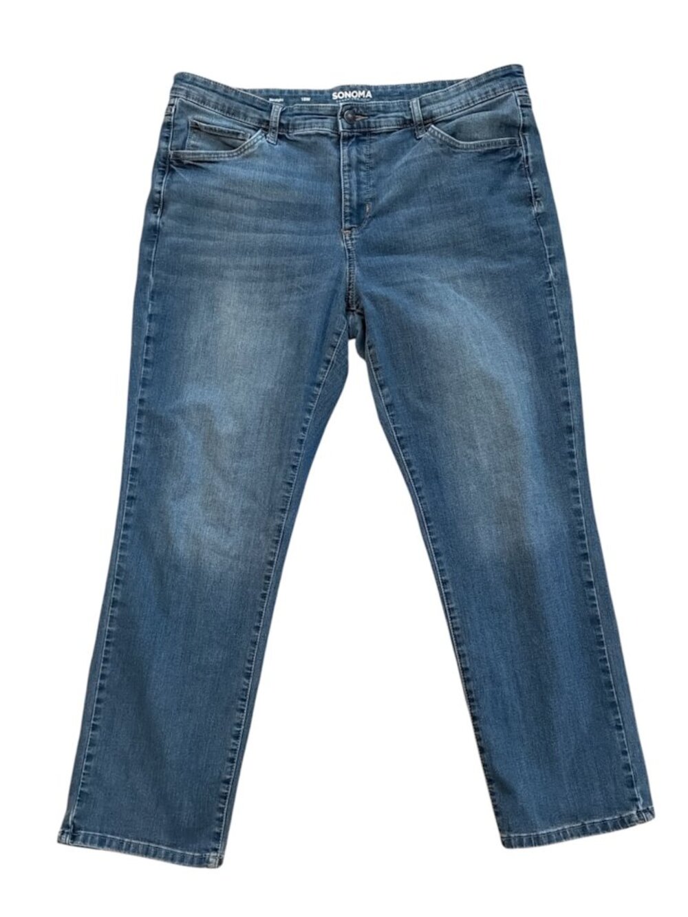 Sonoma Jeans Women's Plus Size 18W Straight Leg Stretch Blue Denim
